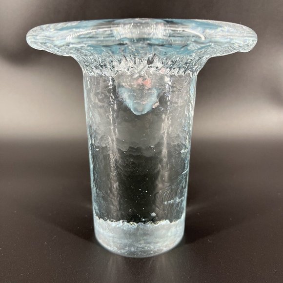 Blenko Art Glass Mushroom Taper Candle Holder Clear Glass 5 Inches Tall - Picture 1 of 14